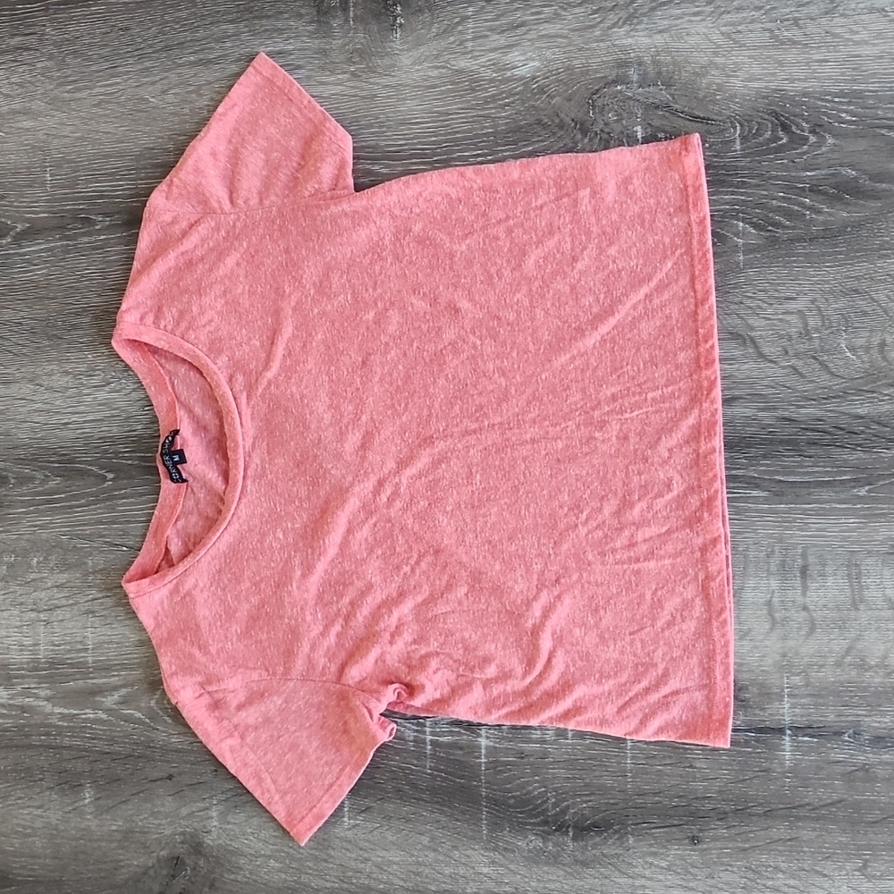 Corner Shop Marled Short Sleeve Cropped Crew Neck Tee in Orange Medium